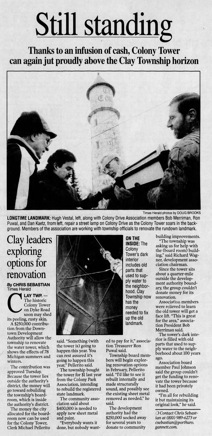 Colony Tower - Jan 17 2003 Article